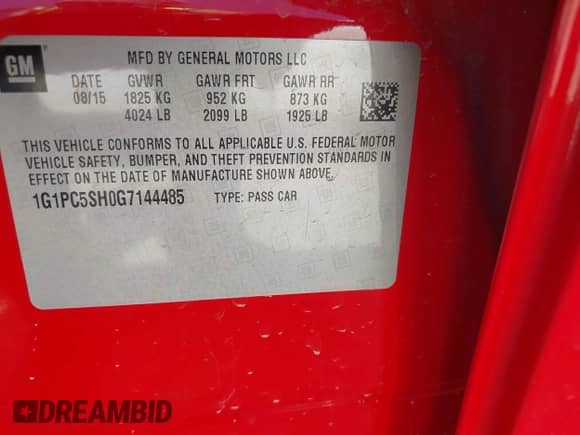 2016 Chevrolet Cruze LS with VIN 1G1PC5SH0G7144485, listed as a IAAI auction lot 41993406 with 110,917 mi miles and . Bid and sale history available at DreamBid. Image 9.