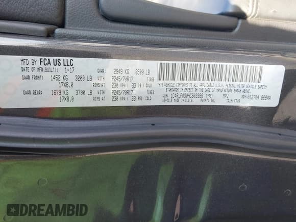 ✅ 2017 Jeep Grand Cherokee Altitude • VIN: 1C4RJFAG0HC803386 • Lot: 43724175. Listed on IAAI with 114,626 mi. Free auction sales archive from the USA and detailed vehicle history report at DreamBid. Image 9.