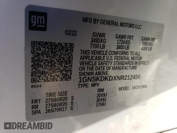 ✅ 2022 Chevrolet Suburban Z71 • VIN: 1GNSKDKDXNR212456 • Lot: 73913514. Wystawiony na Copart z przebiegiem 71 389 mil. Bezpłatny archiwum sprzedaży aukcyjnych z USA i szczegółowy raport historii pojazdu na DreamBid. Zdjęcie 15.