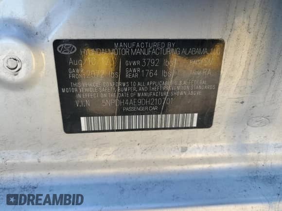 2013 Hyundai Elantra GLS с VIN 5NPDH4AE9DH210701, выставлен на аукционе Copart как лот 82263765 с пробегом 151 178 миль миль и Списание • Salvage title. История ставок и продаж доступна на DreamBid. Изображение 12.
