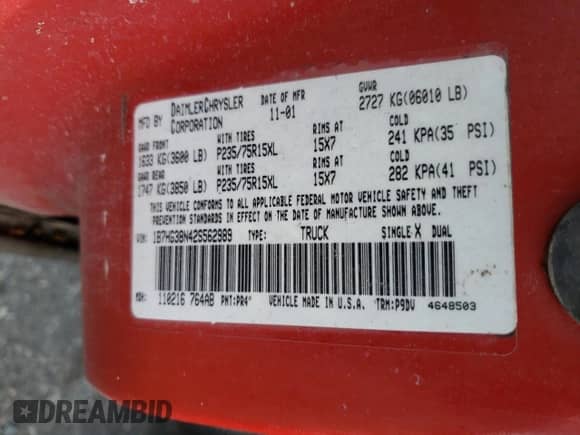 2002 Dodge Dakota Sport z VIN 1B7HG38N42S562989, wystawiony jako Copart lot #73033534 z przebiegiem 183 962 mil mil oraz Szkoda całkowita • Salvage title. Historia ofert i sprzedaży dostępna na DreamBid. Obrazek 14.