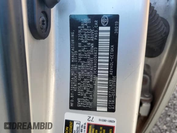 ✅ 2010 Toyota Camry XLE • VIN: 4T1BF3EK8AU006623 • Lot: 90913635. Listed on Copart with 296,136 mi. Free auction sales archive from the USA and detailed vehicle history report at DreamBid. Image 12.