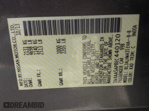 ✅ 2014 Nissan Maxima SV • VIN: 1N4AA5AP8EC440120 • Lot: 42789983. Wystawiony na IAAI z przebiegiem 139 913 mil. Bezpłatny archiwum sprzedaży aukcyjnych z USA i szczegółowy raport historii pojazdu na DreamBid. Zdjęcie 9.