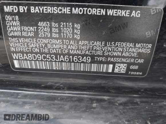 ✅ 2018 BMW 3 Series 330i xDrive • VIN: WBA8D9C53JA616349 • Лот: 43064534. Опубликован ранее на IAAI с пробегом 59 466 миль. Бесплатный доступ к архиву аукционных продаж из США и подробный отчёт об истории автомобиля на DreamBid. Изображение 9.