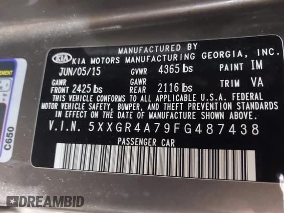 ✅ 2015 Kia Optima SX • VIN: 5XXGR4A79FG487438 • Lot: 43547697. Listed on IAAI with 102,759 mi. Free auction sales archive from the USA and detailed vehicle history report at DreamBid. Image 9.