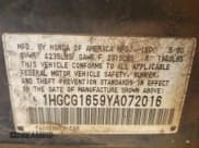 ✅ 2000 Honda Accord EX • VIN: 1HGCG1659YA072016 • Lot: 72097154. Listed on Copart with Not provided. Free auction sales archive from the USA and detailed vehicle history report at DreamBid. Image 12.