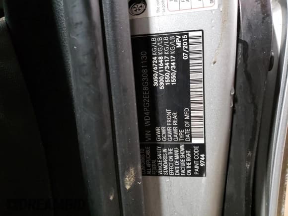 ✅ 2016 Mercedes-Benz Metris Passenger • VIN: WD4PG2EE8G3081130 • Lot: 43155783. Wystawiony na Copart z przebiegiem 100 136 mil. Bezpłatny archiwum sprzedaży aukcyjnych z USA i szczegółowy raport historii pojazdu na DreamBid. Zdjęcie 13.