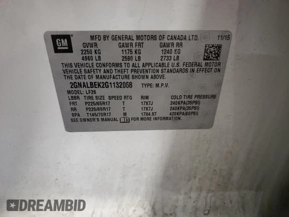 ✅ 2016 Chevrolet Equinox LS • VIN: 2GNALBEK2G1132068 • Лот: 87252775. Опубликован ранее на Copart с пробегом 179 328 миль. Бесплатный доступ к архиву аукционных продаж из США и подробный отчёт об истории автомобиля на DreamBid. Изображение 13.