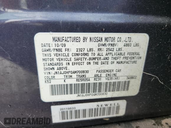 ✅ 2010 Infiniti EX • VIN: JN1AJ0HP0AM700830 • Lot: 66935105. Listed on Copart with 101,052 mi. Free auction sales archive from the USA and detailed vehicle history report at DreamBid. Image 12.