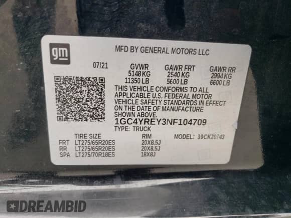 2022 Chevrolet Silverado 2500HD High Country with VIN 1GC4YREY3NF104709, listed as a Copart auction lot 65884885 with 121,818 mi miles and Salvage title. Bid and sale history available at DreamBid. Image 13.