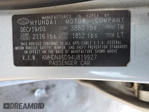 ✅ 2004 Hyundai Elantra GLS • VIN: KMHDN46D94U819927 • Lot: 49297775. Wystawiony na Copart z przebiegiem 88 519 mil. Bezpłatny archiwum sprzedaży aukcyjnych z USA i szczegółowy raport historii pojazdu na DreamBid. Zdjęcie 12.