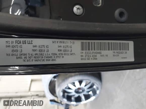 2019 Dodge Challenger SRT Hellcat Redeye Widebody z VIN 2C3CDZL97KH694866, wystawiony jako IAAI lot #43347716 z przebiegiem Nie podano mil oraz . Historia ofert i sprzedaży dostępna na DreamBid. Obrazek 9.