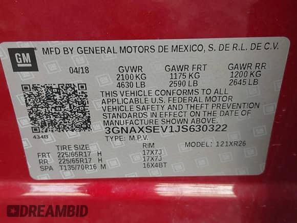 2018 Chevrolet Equinox LT с VIN 3GNAXSEV1JS630322, выставлен на аукционе IAAI как лот 43490410 с пробегом 82 619 миль миль и . История ставок и продаж доступна на DreamBid. Изображение 9.