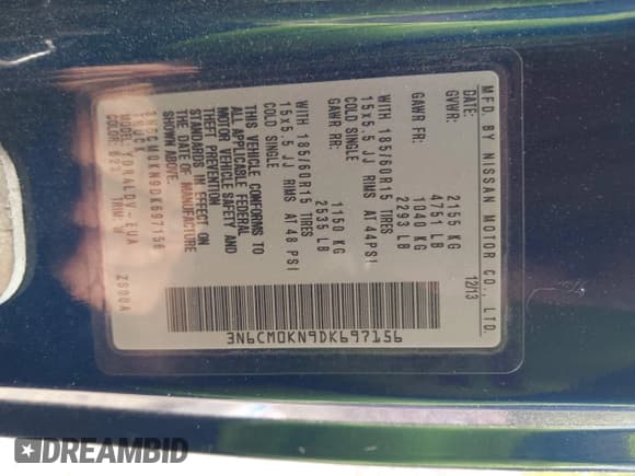 ✅ 2013 Nissan NV200 SV • VIN: 3N6CM0KN9DK697156 • Лот: 42434687. Опубликован ранее на IAAI с пробегом 202 323 миль. Бесплатный доступ к архиву аукционных продаж из США и подробный отчёт об истории автомобиля на DreamBid. Изображение 9.