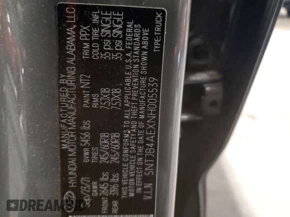 2022 Hyundai Santa Cruz SEL с VIN 5NTJB4AEXNH005539, выставлен на аукционе Copart как лот 85541234 с пробегом 30 954 миль миль и Списание • Salvage title. История ставок и продаж доступна на DreamBid. Изображение 12.