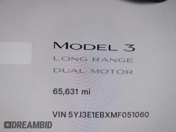 ✅ 2021 Tesla Model 3 Long Range • VIN: 5YJ3E1EBXMF051060 • Lot: 41958018. Wystawiony na IAAI z przebiegiem 65 631 mil. Bezpłatny archiwum sprzedaży aukcyjnych z USA i szczegółowy raport historii pojazdu na DreamBid. Zdjęcie 15.