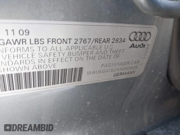 ✅ 2010 Audi A6 Prestige • VIN: WAUKGAFB2AN040939 • Лот: 41984537. Опубликован ранее на IAAI с пробегом 77 728 миль. Бесплатный доступ к архиву аукционных продаж из США и подробный отчёт об истории автомобиля на DreamBid. Изображение 9.