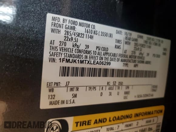 ✅ 2020 Ford Expedition Max Platinum • VIN: 1FMJK1MTXLEA06299 • Лот: 69574505. Опубликован ранее на Copart с пробегом Не указан. Бесплатный доступ к архиву аукционных продаж из США и подробный отчёт об истории автомобиля на DreamBid. Изображение 13.