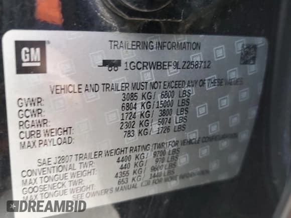 ✅ 2020 Chevrolet Silverado 1500 Custom • VIN: 1GCRWBEF9LZ258712 • Lot: 42992025. Wystawiony na Copart z przebiegiem 61 300 mil. Bezpłatny archiwum sprzedaży aukcyjnych z USA i szczegółowy raport historii pojazdu na DreamBid. Zdjęcie 13.