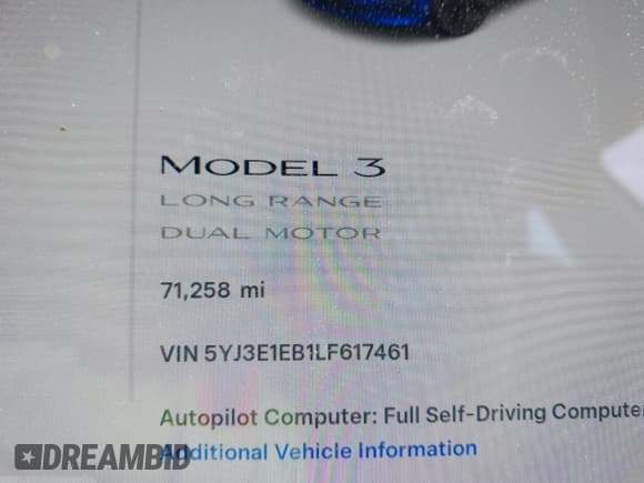 ✅ 2020 Tesla Model 3 Long Range • VIN: 5YJ3E1EB1LF617461 • Lot: 42272338. Wystawiony na IAAI z przebiegiem 71 258 mil. Bezpłatny archiwum sprzedaży aukcyjnych z USA i szczegółowy raport historii pojazdu na DreamBid. Zdjęcie 16.