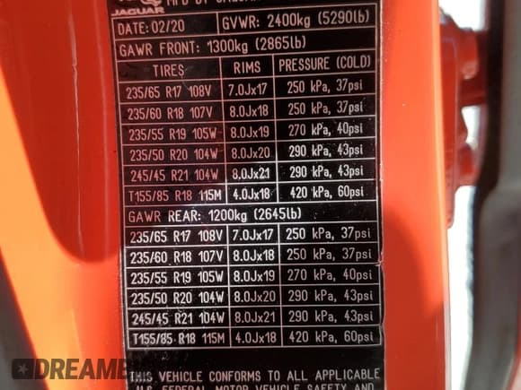 ✅ 2020 Jaguar E-Pace Checkered Flag Edition • VIN: SADF12FX3L1004425 • Лот: 50044155. Опубликован ранее на Copart с пробегом 76 558 миль. Бесплатный доступ к архиву аукционных продаж из США и подробный отчёт об истории автомобиля на DreamBid. Изображение 13.