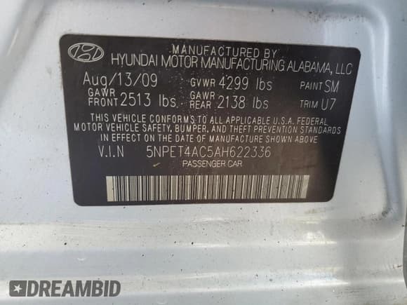 ✅ 2010 Hyundai Sonata GLS • VIN: 5NPET4AC5AH622336 • Лот: 88060885. Опубликован ранее на Copart с пробегом 178 114 миль. Бесплатный доступ к архиву аукционных продаж из США и подробный отчёт об истории автомобиля на DreamBid. Изображение 12.