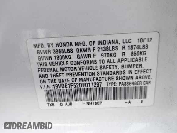 ✅ 2013 Acura ILX Premium • VIN: 19VDE1F52DE017397 • Lot: 43649172. Listed on IAAI with 141,283 mi. Free auction sales archive from the USA and detailed vehicle history report at DreamBid. Image 9.