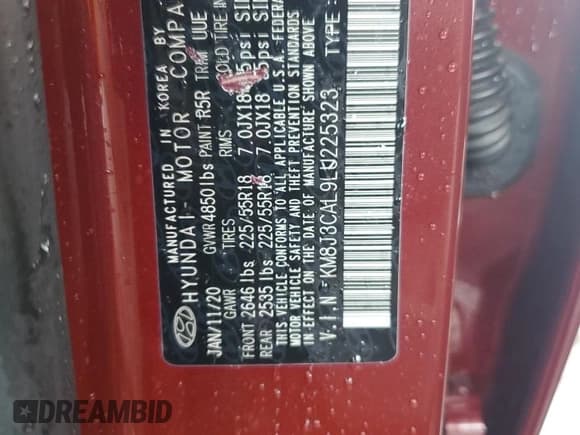 ✅ 2020 Hyundai Tucson SEL • VIN: KM8J3CAL9LU225323 • Лот: 85072425. Опубликован ранее на Copart с пробегом 63 948 миль. Бесплатный доступ к архиву аукционных продаж из США и подробный отчёт об истории автомобиля на DreamBid. Изображение 12.