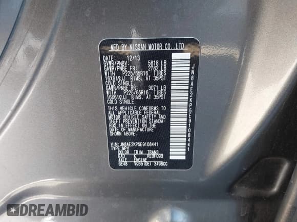 ✅ 2014 Nissan Quest SV • VIN: JN8AE2KP5E9108441 • Лот: 43651563. Опубликован ранее на IAAI с пробегом 191 047 миль. Бесплатный доступ к архиву аукционных продаж из США и подробный отчёт об истории автомобиля на DreamBid. Изображение 9.