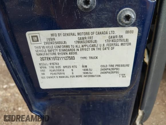 ✅ 2001 GMC Sierra 1500 SLE • VIN: 2GTEK19T211127583 • Лот: 42524380. Опубликован ранее на IAAI с пробегом 337 876 миль. Бесплатный доступ к архиву аукционных продаж из США и подробный отчёт об истории автомобиля на DreamBid. Изображение 9.