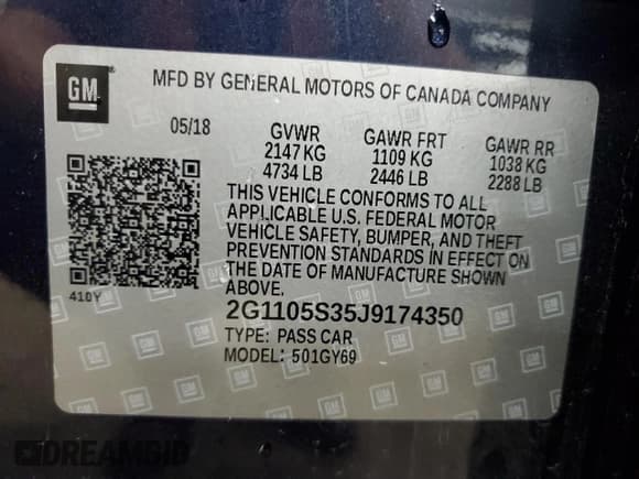 ✅ 2018 Chevrolet Impala LT • VIN: 2G1105S35J9174350 • Лот: 65853974. Опубликован ранее на Copart с пробегом 95 222 миль. Бесплатный доступ к архиву аукционных продаж из США и подробный отчёт об истории автомобиля на DreamBid. Изображение 14.