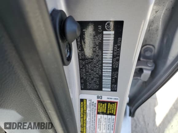 ✅ 2020 Lexus ES • VIN: 58AF21B13LU009681 • Lot: 74334534. Listed on Copart with Not provided. Free auction sales archive from the USA and detailed vehicle history report at DreamBid. Image 13.