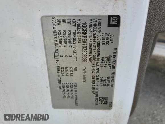 ✅ 2013 Chevrolet Silverado 1500 Work Truck • VIN: 1GCRKPEA7DZ202685 • Lot: 76578844. Listed on Copart with 150,444 mi. Free auction sales archive from the USA and detailed vehicle history report at DreamBid. Image 12.