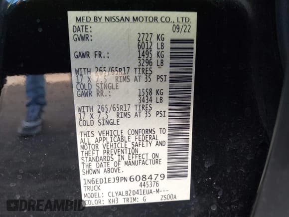 ✅ 2023 Nissan Frontier Pro-X • VIN: 1N6ED1EJ9PN608479 • Lot: 43426950. Listed on IAAI with 56,771 mi. Free auction sales archive from the USA and detailed vehicle history report at DreamBid. Image 9.