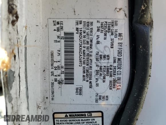 ✅ 2004 Ford Explorer XLT • VIN: 1FMDU73KX4ZA34973 • Лот: 66232614. Опубликован ранее на Copart с пробегом Не указан. Бесплатный доступ к архиву аукционных продаж из США и подробный отчёт об истории автомобиля на DreamBid. Изображение 13.