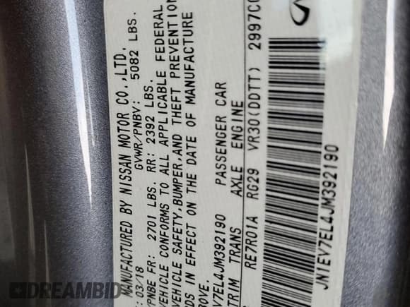 ✅ 2018 Infiniti Q60 Sport • VIN: JN1EV7EL4JM392190 • Лот: 62638985. Опубликован ранее на Copart с пробегом 36 893 миль. Бесплатный доступ к архиву аукционных продаж из США и подробный отчёт об истории автомобиля на DreamBid. Изображение 13.