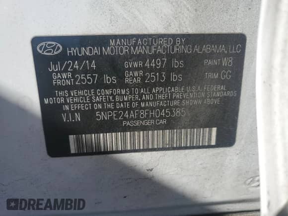 2015 Hyundai Sonata SE z VIN 5NPE24AF8FH045385, wystawiony jako Copart lot #82592545 z przebiegiem 193 182 mil mil oraz Szkoda całkowita • Salvage title. Historia ofert i sprzedaży dostępna na DreamBid. Obrazek 12.