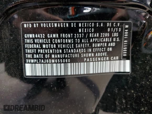 ✅ 2013 Volkswagen Jetta TDI w/Sunroof & Nav • VIN: 3VWPL7AJ6DM655060 • Лот: 85140765. Опубликован ранее на Copart с пробегом 108 007 миль. Бесплатный доступ к архиву аукционных продаж из США и подробный отчёт об истории автомобиля на DreamBid. Изображение 12.