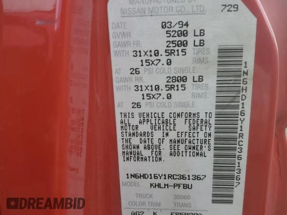 ✅ 1994 Nissan Frontier SE • VIN: 1N6HD16Y1RC361367 • Лот: 58622595. Опубликован ранее на Copart с пробегом 145 455 миль. Бесплатный доступ к архиву аукционных продаж из США и подробный отчёт об истории автомобиля на DreamBid. Изображение 13.