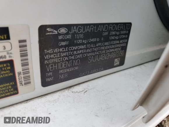 ✅ 2017 Jaguar XE 35t Premium • VIN: SAJAJ4BV2HA972790 • Lot: 71264615. Listed on Copart with 86,754 mi. Free auction sales archive from the USA and detailed vehicle history report at DreamBid. Image 12.