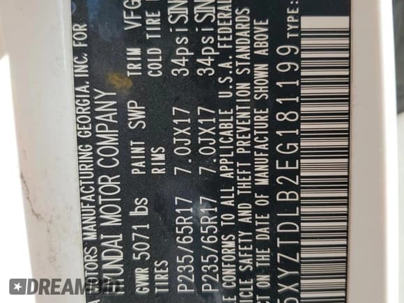 ✅ 2014 Hyundai Santa Fe • VIN: 5XYZTDLB2EG181199 • Lot: 57638045. Wystawiony na Copart z przebiegiem 95 056 mil. Bezpłatny archiwum sprzedaży aukcyjnych z USA i szczegółowy raport historii pojazdu na DreamBid. Zdjęcie 14.