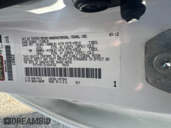 ✅ 2012 Toyota Tundra • VIN: 5TFUY5F13CX244762 • Lot: 58663315. Wystawiony na Copart z przebiegiem 214 645 mil. Bezpłatny archiwum sprzedaży aukcyjnych z USA i szczegółowy raport historii pojazdu na DreamBid. Zdjęcie 10.