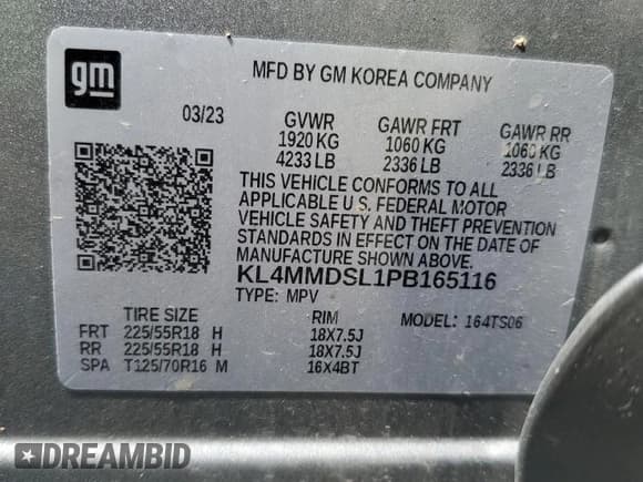 ✅ 2023 Buick Encore GX Select • VIN: KL4MMDSL1PB165116 • Lot: 70373045. Listed on Copart with 22,149 mi. Free auction sales archive from the USA and detailed vehicle history report at DreamBid. Image 13.