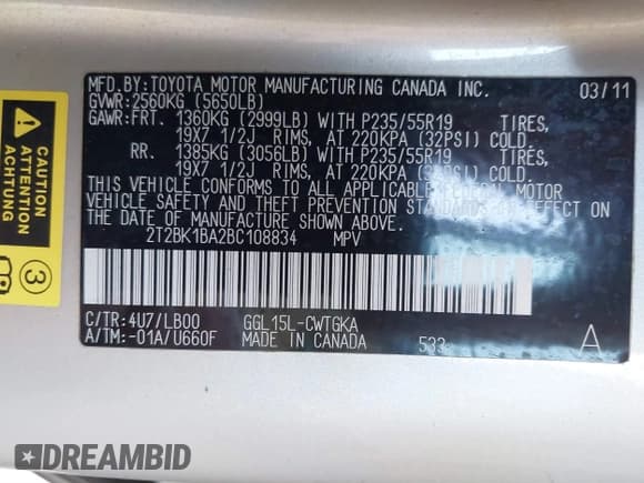 ✅ 2011 Lexus RX 350 • VIN: 2T2BK1BA2BC108834 • Lot: 40586976. Listed on IAAI with 131,172 mi. Free auction sales archive from the USA and detailed vehicle history report at DreamBid. Image 9.