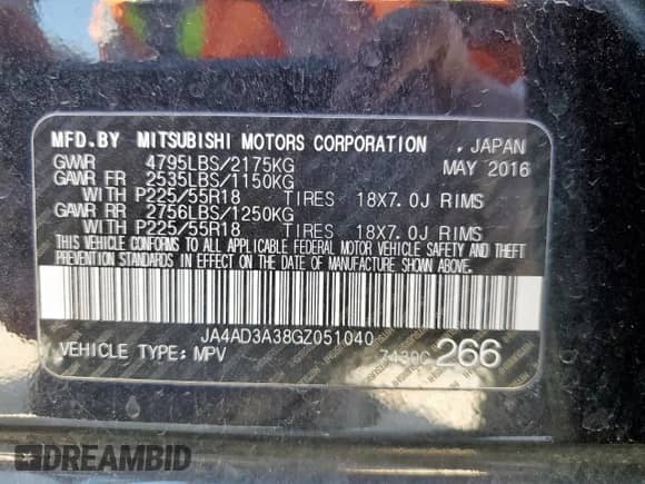 2016 Mitsubishi Outlander SE z VIN JA4AD3A38GZ051040, wystawiony jako Copart lot #81996585 z przebiegiem 150 112 mil mil oraz Szkoda całkowita • Salvage title. Historia ofert i sprzedaży dostępna na DreamBid. Obrazek 12.