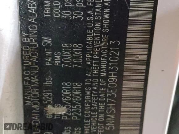 ✅ 2009 Hyundai Santa Fe Limited • VIN: 5NMSH73E09H310213 • Lot: 76476394. Listed on Copart with 189,112 mi. Free auction sales archive from the USA and detailed vehicle history report at DreamBid. Image 13.