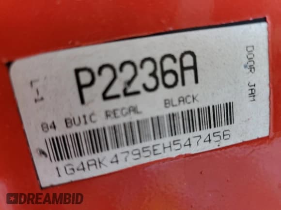 ✅ 1984 Buick Regal • VIN: 1G4AK4795EH547456 • Lot: 52126155. Listed on Copart with 93,955 mi. Free auction sales archive from the USA and detailed vehicle history report at DreamBid. Image 13.