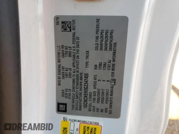 ✅ 2016 Chevrolet Silverado 1500 Work Truck • VIN: 1GCNCNEH0GZ347455 • Лот: 68505994. Опубликован ранее на Copart с пробегом 95 599 миль. Бесплатный доступ к архиву аукционных продаж из США и подробный отчёт об истории автомобиля на DreamBid. Изображение 12.