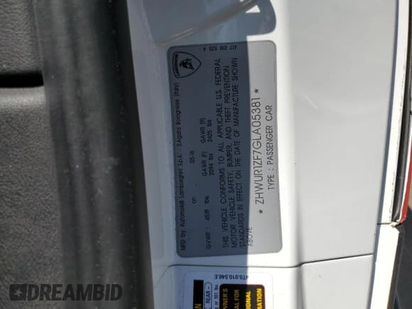 ✅ 2016 Lamborghini Huracan LP 610-4 • VIN: ZHWUR1ZF7GLA05381 • Lot: 71273294. Listed on Copart with 10,965 mi. Free auction sales archive from the USA and detailed vehicle history report at DreamBid. Image 12.