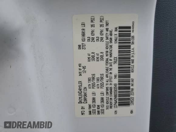 2006 Dodge Dakota SLT с VIN 1D7HW42N86S583549, выставлен на аукционе Copart как лот 69373164 с пробегом 194 509 миль миль и Списание • Salvage title. История ставок и продаж доступна на DreamBid. Изображение 12.